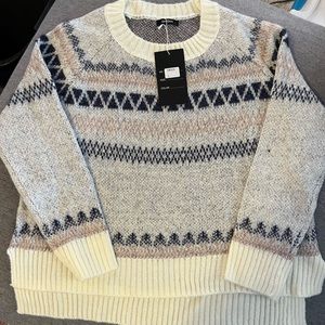 New with tags Gee Gee sweater - cream with metallic‎ navy and pink